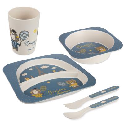 Canpol babies Bonjour Paris Tableware Set Blue Edény gyermekeknek Szett