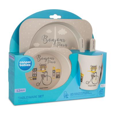 Canpol babies Bonjour Paris Tableware Set Beige Edény gyermekeknek Szett