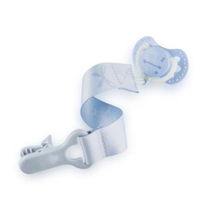 LOVI Baby Shower Soother Clip With Ribbon Boy Cumilánc gyermekeknek 1 db