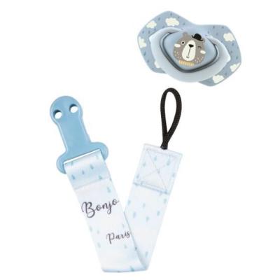 Canpol babies Bonjour Paris Soother Clip With Ribbon Blue Cumilánc gyermekeknek 1 db