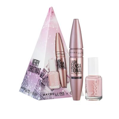 Maybelline Merry Christmas! Gift Set Ajándékcsomagok Maybelline Lash Sensational Mascara szempillaspirál 9,5 ml + Essie Nail Polish körömlakk 13,5 ml 13 Mademoiselle