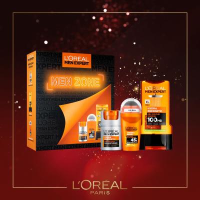 L&#039;Oréal Paris Men Expert Hydra Energetic Ajándékcsomagok Men Expert Hydra Energetic Daily Moisturizer hidratálókrém 50 ml + Men Expert Hydra Energetic tusfürdő 300 ml + Men Expert Thermic Resist Antiperspirant izzadásgátló 50 ml