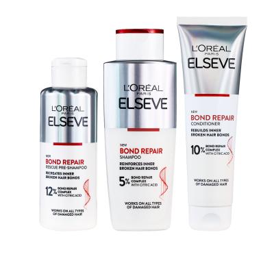 L&#039;Oréal Paris Elseve Bond Repair Ajándékcsomagok Elseve Bond Repair Shampoo sampon 200 ml + Elseve Bond Repair Pre-Shampoo sampon előtti hajápoló 200 ml + Elseve Bond Repair Balm hajkondicionáló 150 ml