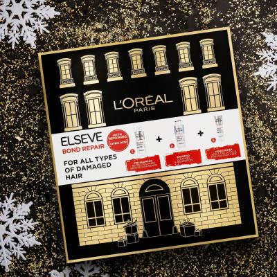 L&#039;Oréal Paris Elseve Bond Repair Ajándékcsomagok Elseve Bond Repair Shampoo sampon 200 ml + Elseve Bond Repair Pre-Shampoo sampon előtti hajápoló 200 ml + Elseve Bond Repair Balm hajkondicionáló 150 ml