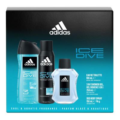 Adidas Ice Dive Ajándékcsomagok eau de toilette 100 ml + dezodor 150 ml + tusfürdő 250 ml