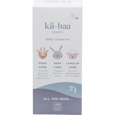 Kii-Baa Organic Baby Cream Set Ajándékcsomagok B5PA-CARE krém gyermekeknek 50 g + SUDO-CARE krém gyermekeknek 50 g + Lanolin Care kenőcs gyermekeknek 30 g