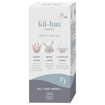 Kii-Baa Organic Baby Cream Set Ajándékcsomagok B5PA-CARE krém gyermekeknek 50 g + SUDO-CARE krém gyermekeknek 50 g + Lanolin Care kenőcs gyermekeknek 30 g