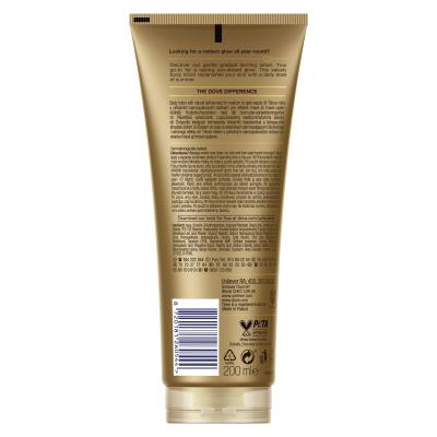 Dove Body Love Summer Revived Gradual Tanning Lotion Önbarnító készítmény nőknek 200 ml Változat Medium to Dark