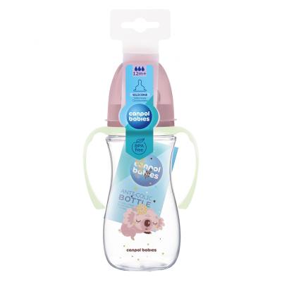 Canpol babies Sleepy Koala Easy Start Anti-Colic Bottle Pink 12m+ Cumisüveg gyermekeknek 300 ml