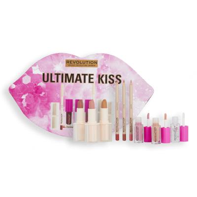 Makeup Revolution London Ultimate Kiss Gift Set Ajándékcsomagok Lip Allure rúzs 3,2 g Chauffeur + Lip Allure rúzs 3,2 g Lover + Lip Allure 3,2 g Queen rúzs + Satin Kiss szájkontúrceruza 1 g Chauffeur + Satin Kiss szájkontúrceruza 1 g Lover + Satin Kiss szájkontúrceruza 1 g Queen + Pout Bomb szájfény