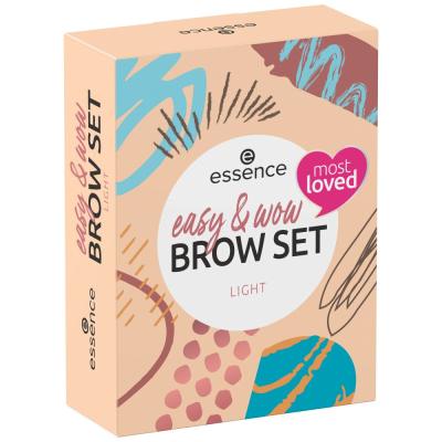 Essence Easy &amp; Wow Brow Set Ajándékcsomagok What A Brow Pen Waterproof szemöldökceruza 0,2 g 01 Light Brown + Lash &amp; Brow Gel Mascara géles szemöldökspirál 9 ml + Brow Powder szemöldökpúder 2,3 g 01 Light &amp; Medium