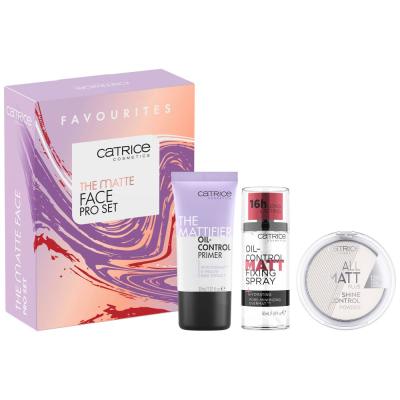 Catrice The Matte Face Pro Set Ajándékcsomagok All Matt Plus Shine Control Powder púder 10 g 001 Universal + The Mattifier Oil-Control Primer primer 30 ml + Oil-Control Matt Fixing Spray sminkfixáló spray 50 ml