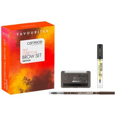 Catrice The Essential Brow Set Ajándékcsomagok Eye Brow Stylist szemöldökceruza 1,6 g 030 Brow-N-Eyed Peas + Brow Powder Waterproof púderes szemöldökfesték 4 g 020 Ash Brown + Super Glue Brow Styling Gel szemöldökforázó gél 4 ml 010 Ultra Hold