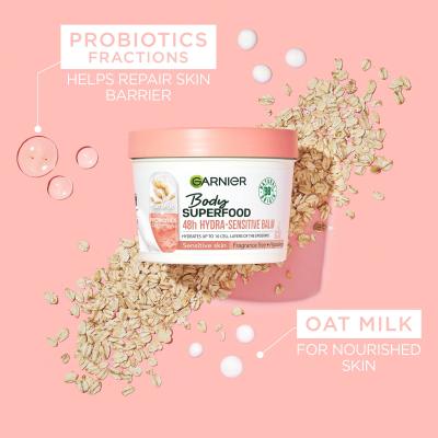 Garnier Body Superfood 48h Hydra-Sensitive Balm Oat Milk + Prebiotics Testbalzsam nőknek 380 ml