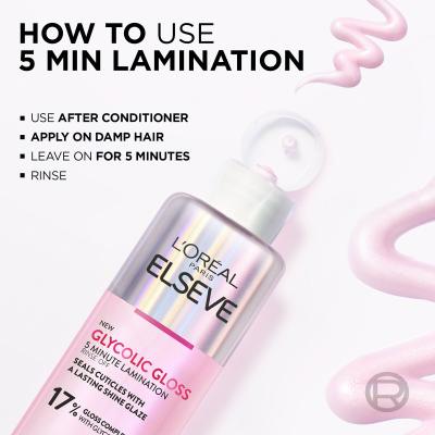 L&#039;Oréal Paris Elseve Glycolic Gloss 5 Minute Lamination Hajpakolás nőknek 200 ml