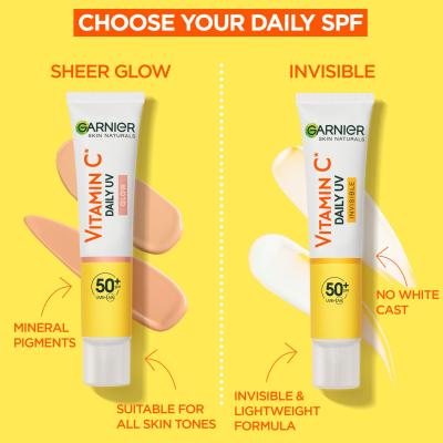 Garnier Skin Naturals Vitamin C Daily UV Invisible SPF50+ Nappali arckrém nőknek 40 ml