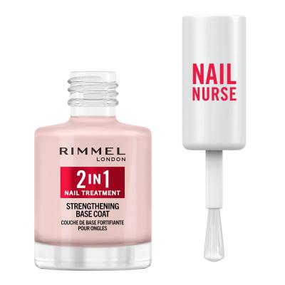 Rimmel London Nail Nurse 2in1 Strenghtening Base Coat Körömlakk nőknek 12 ml