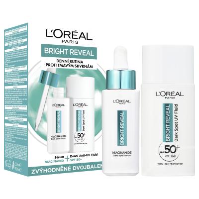 L'Oréal Paris Bright Reveal Dark Spot UV Fluid SPF50+ Ajándékcsomagok Bright Reveal Dark Spot UV Fluid SPF50 nappali fluid arcra 50 ml + Bright Reveal Niacinamide Dark Spot Serum arcszérum 30 ml