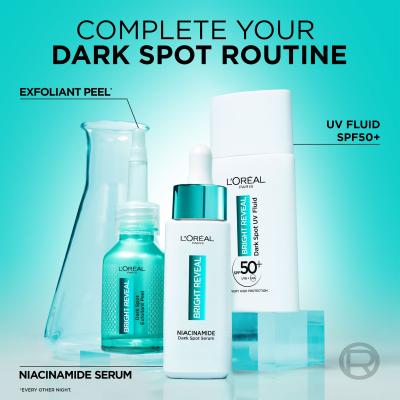 L&#039;Oréal Paris Bright Reveal Dark Spot UV Fluid SPF50+ Ajándékcsomagok Bright Reveal Dark Spot UV Fluid SPF50 nappali fluid arcra 50 ml + Bright Reveal Niacinamide Dark Spot Serum arcszérum 30 ml