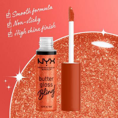 NYX Professional Makeup Butter Gloss Bling Szájfény nőknek 8 ml Változat 06 Shimmer Down