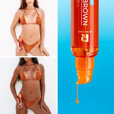 Byrokko Shine Brown Beta Carotene Tanning Maximiser Oil Fényvédő készítmény testre nőknek 150 ml