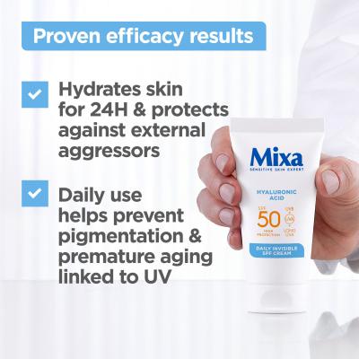 Mixa Hyaluronic Acid Daily Invisible SPF Cream SPF50 Nappali arckrém nőknek 50 ml