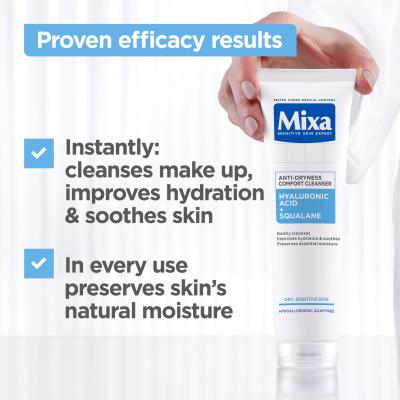 Mixa Hyaluronic Acid + Squalane Anti-Dryness Comfort Cleanser Arctisztító gél nőknek 150 ml