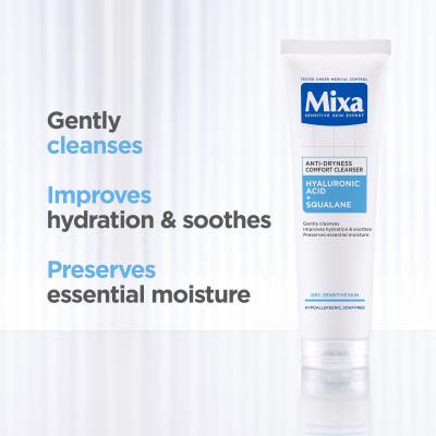 Mixa Hyaluronic Acid + Squalane Anti-Dryness Comfort Cleanser Arctisztító gél nőknek 150 ml