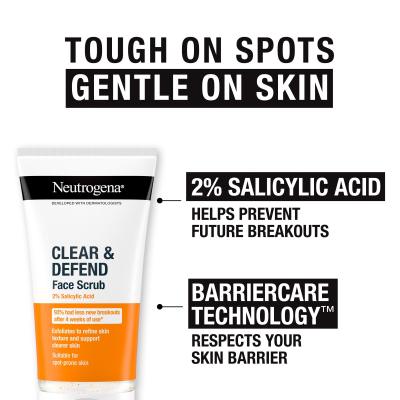 Neutrogena Clear &amp; Defend Face Scrub Bőrradír 150 ml