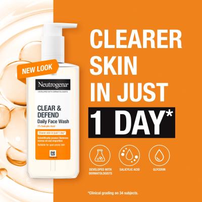 Neutrogena Clear &amp; Defend Daily Face Wash Arctisztító gél 200 ml