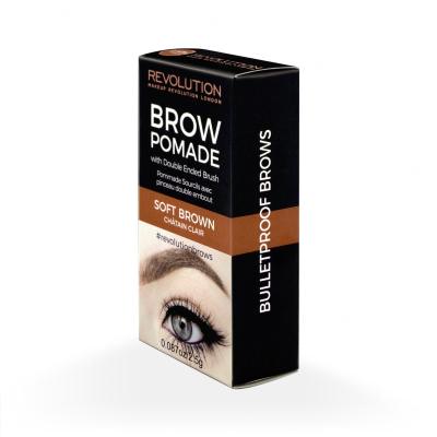 Makeup Revolution London Brow Pomade With Double Ended Brush Szemöldökformázó zselé és pomádé nőknek 2,5 g Változat Soft Brown