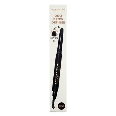 Makeup Revolution London Duo Brow Definer Szemöldökceruza nőknek 0,15 g Változat Medium Brown