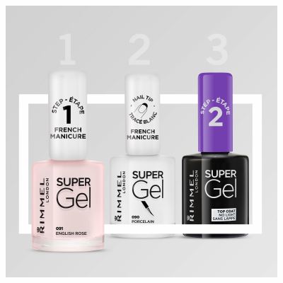 Rimmel London Super Gel French Manicure STEP1 Körömlakk nőknek 12 ml Változat 091 English Rose