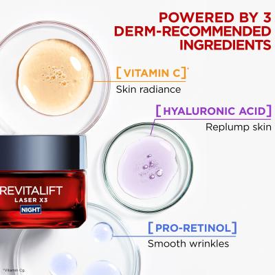 L&#039;Oréal Paris Revitalift Laser X3 Night Cream Éjszakai szemkörnyékápoló krém nőknek 50 ml