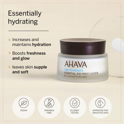 AHAVA Time To Hydrate Essential Day Moisturizer Normal To Dry Skin Nappali arckrém nőknek 50 ml