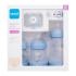 MAM Welcome To The World Set 0m+ Blue Ajándékcsomagok Anti-Colic cumisüveg 160 ml 2 db + Anti-Colic cumisüveg 260 ml 1 db + Start cumi 1 db + cumiszalag 1 db