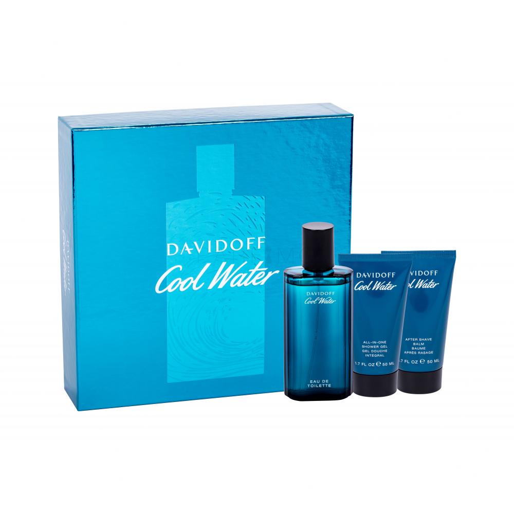 Davidoff Cool Water + ml de balzsam 75 Toilette Ajándékcsomagok utáni borotválkozás tusfürdő 50 Eau ml + ml 50