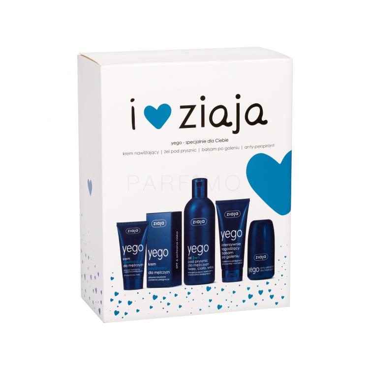 Ziaja Men (Yego) Ajándékcsomagok 3 az 1-ben tusfürdő 300 ml + hidratálókrém SPF6 50 ml + borotválkozás utáni balzsam 75 ml + izzadásgátló 60 ml sérült doboz