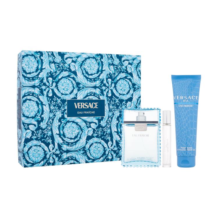 Versace Man Eau Fraiche Ajándékcsomagok eau de toilette 100 ml + eau de toilette 10 ml + tusfürdő 150 ml