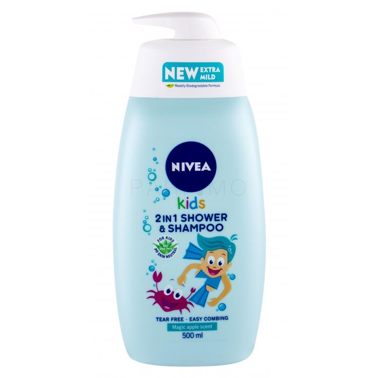 Nivea Kids 2in1 Shower &amp; Shampoo Magic Apple Scent Tusfürdő gyermekeknek 500 ml