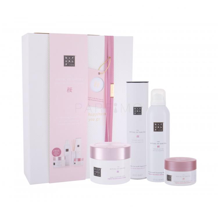 Rituals The Ritual Of Sakura Ajándékcsomagok testápoló krém 200 ml + tusfürdő 200 ml + testradír 125 g + illatpálca 50 ml