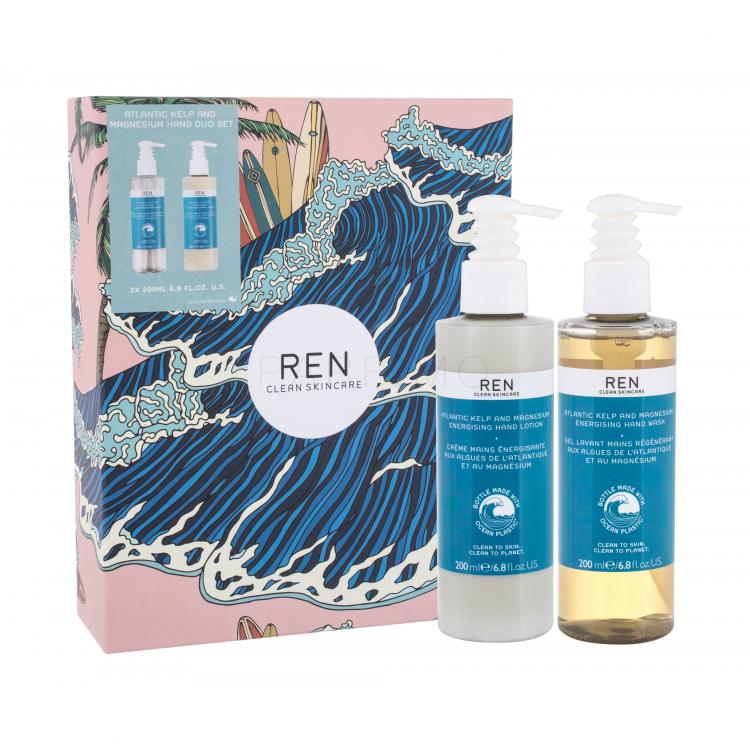 REN Clean Skincare Atlantic Kelp And Magnesium Ajándékcsomagok Atlantic Kelp and Magnesium Energizing Hand Lotion kézkrém 200 ml + Atlantic Kelp and Magnesium Energizing Hand Wash szappan kézre 200 ml