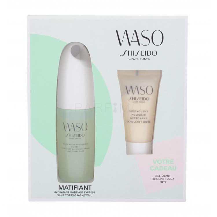 Shiseido Waso Quick Matte Moisturizer Ajándékcsomagok Waso Quick Matte Moisturizer Oil-Free hidratáló emulzió 75 ml + Waso Soft+Cushy Polisher arcradír 30 ml + Waso Sleeping Mask arcmaszk 1,5 ml