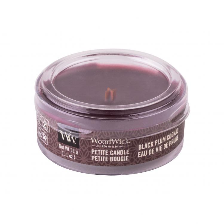 WoodWick Black Plum Cognac Illatgyertya 31 g