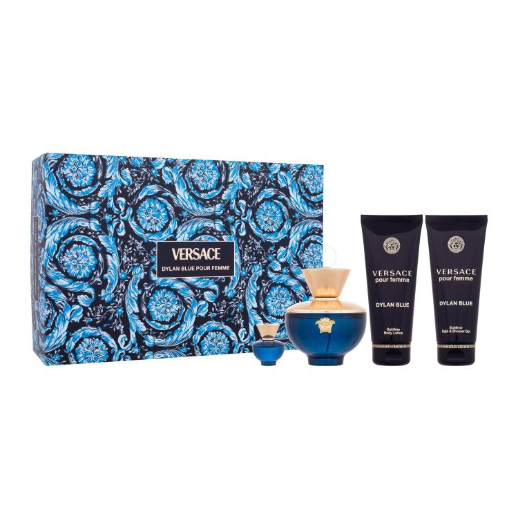 Versace Pour Femme Dylan Blue Ajándékcsomagok Eau de Parfum 100 ml + Eau de Parfum 5 ml + testápoló tej 100 ml + tusfürdő 100 ml