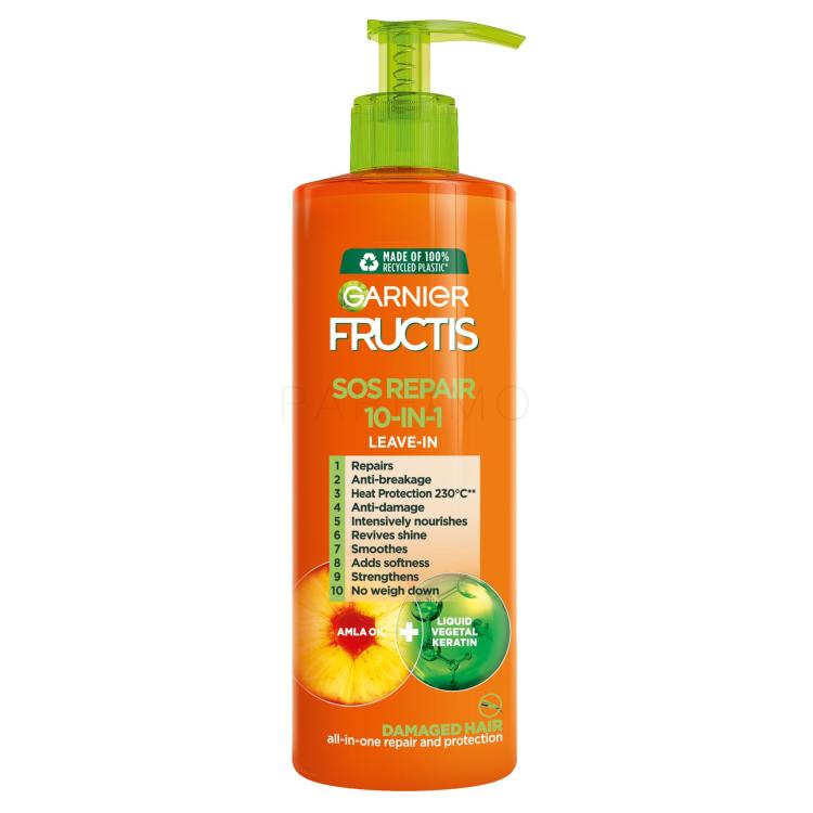 Garnier Fructis SOS Damage Eraser Keratin Filler 10-In-1 Leave-In Hajszérum nőknek 400 ml