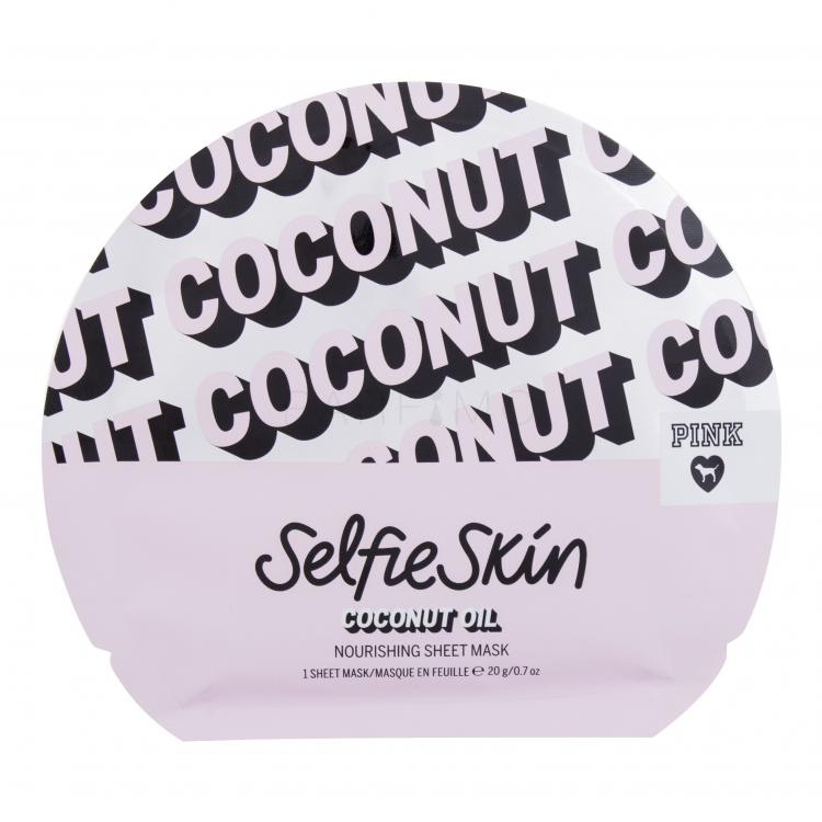 Pink Selfie Skin Coconut Oil Sheet Mask Arcmaszk nőknek 1 db