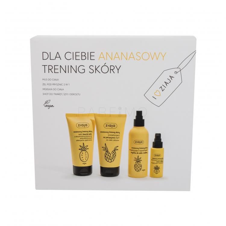 Ziaja Pineapple Gift Set Ajándékcsomagok Pineapple testpermet 200 ml + Pineapple testhab 160 ml + Pineapple tusfürdő 160 ml + Pineapple  koffeines arcszérum 50 ml