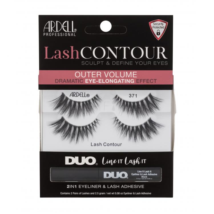 Ardell Lash Contour 371 Ajándékcsomagok Lash Contour 371 műszempilla 2 pár + Duo Line It Lash It 2in1 Eyeliner &amp; Lash Adhesive műszempilla-ragasztó és szemhéjtus 2,5 g