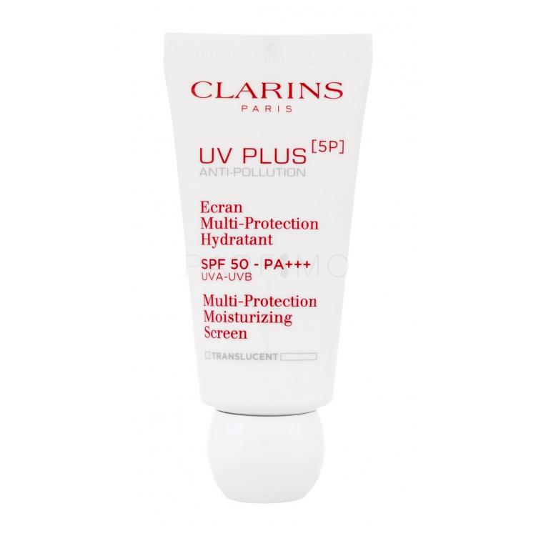 Clarins UV Plus 5P Multi-Protection Moisturizing Screen SPF50 Fényvédő készítmény arcra nőknek 30 ml Változat Translucent teszter